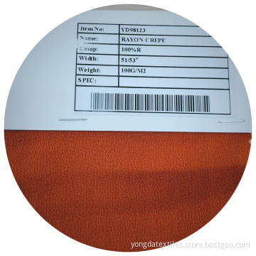 Bright Color High Quality Crepe 100% Rayon Fabric